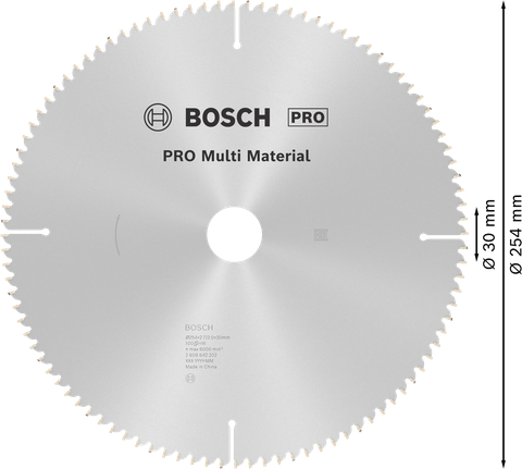 Lâmina de serra circular Bosch PRO Multi Material, 254 mm.
